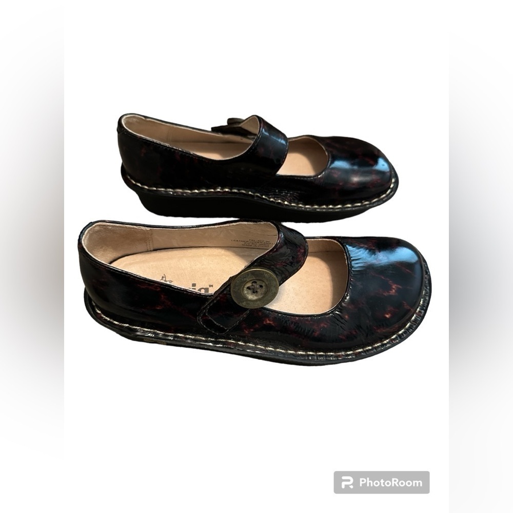 Alegria Women's Shoes Patent Leather Animal Prnt Mary Janes. - Picture 4 of 11